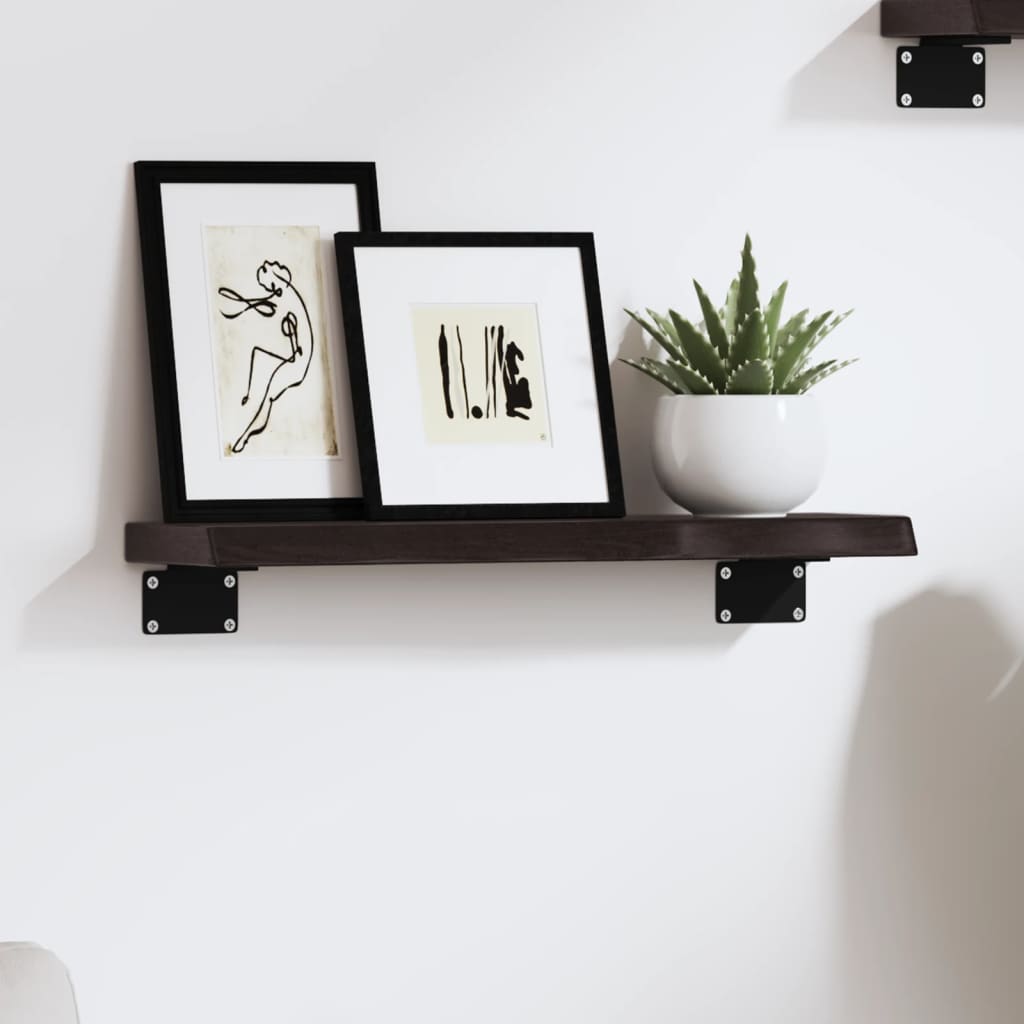 vidaXL Półka, ciemnobrązowa, 40x10x2 cm, wykończone lite drewno dębowe