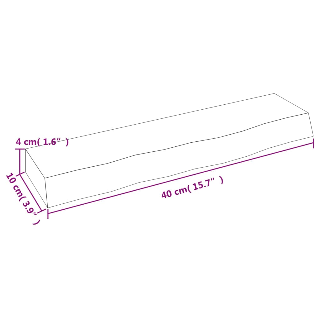 vidaXL Półka, ciemnobrązowa, 40x10x4 cm, wykończone lite drewno dębowe