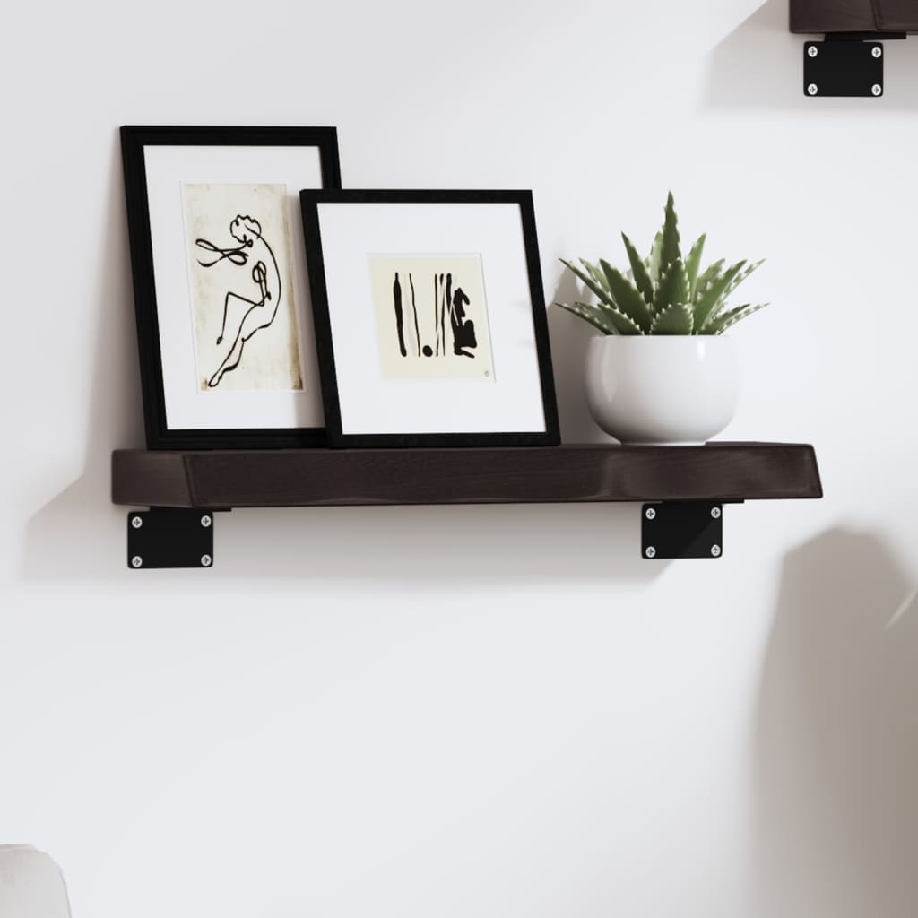 vidaXL Półka, ciemnobrązowa, 40x10x4 cm, wykończone lite drewno dębowe