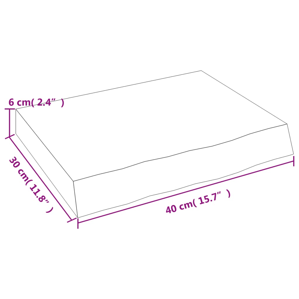 vidaXL Półka, ciemnobrązowa, 40x30x(2-6) cm, wykończone drewno dębowe