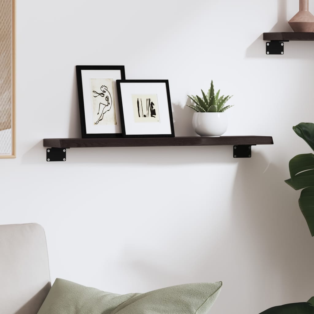 vidaXL Półka, ciemnobrązowa, 60x10x2 cm, wykończone lite drewno dębowe