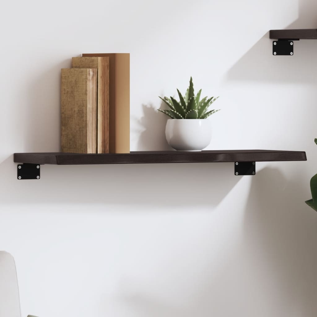 vidaXL Półka, ciemnobrązowa, 60x20x2 cm, wykończone lite drewno dębowe