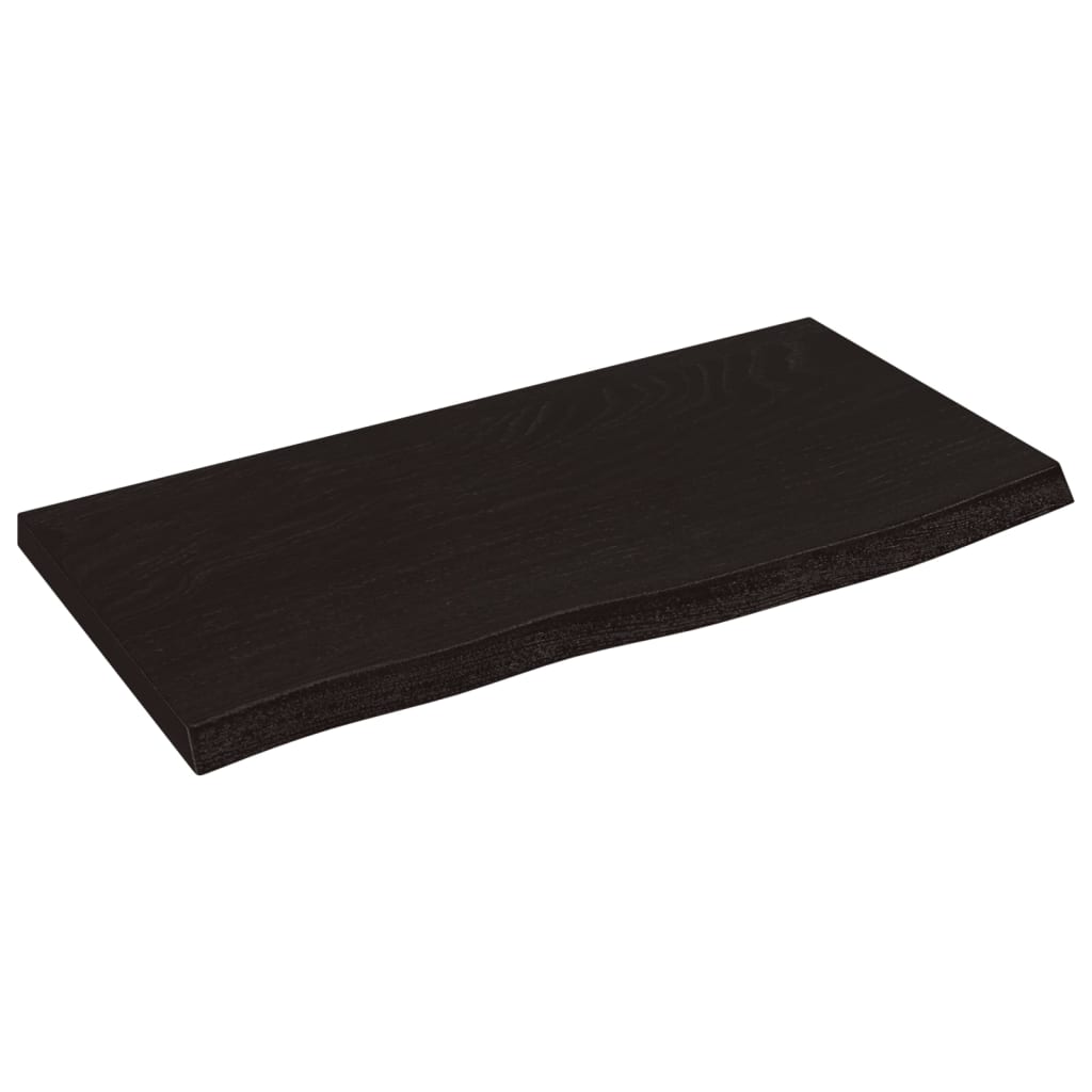 vidaXL Półka, ciemnobrązowa, 60x30x2 cm, wykończone lite drewno dębowe