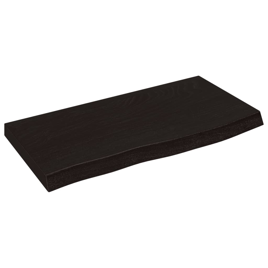 vidaXL Półka, ciemnobrązowa, 60x30x(2-4) cm, wykończone drewno dębowe
