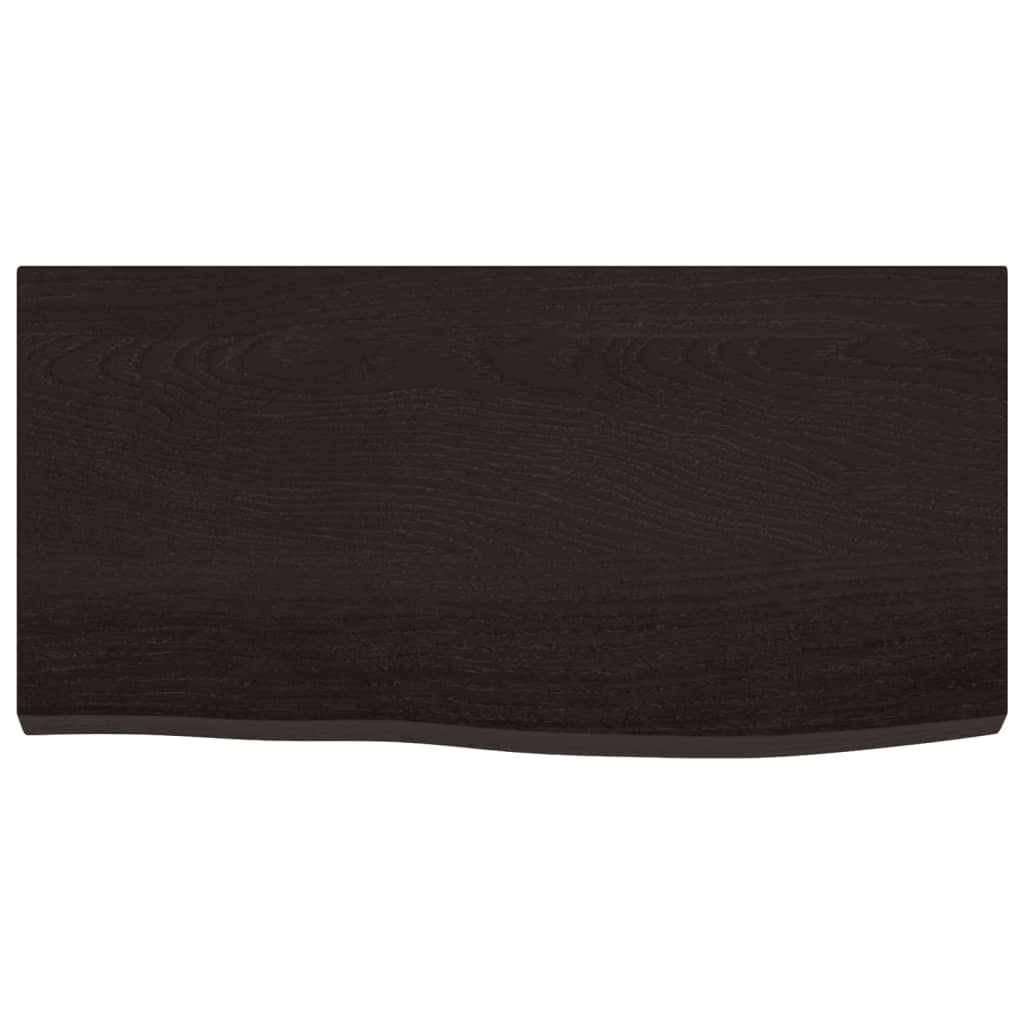 vidaXL Półka, ciemnobrązowa, 60x30x(2-4) cm, wykończone drewno dębowe