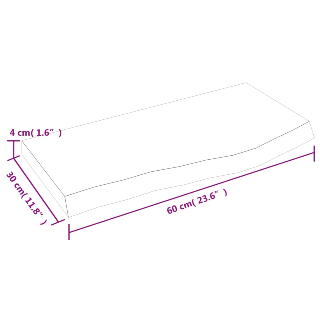 vidaXL Półka, ciemnobrązowa, 60x30x(2-4) cm, wykończone drewno dębowe