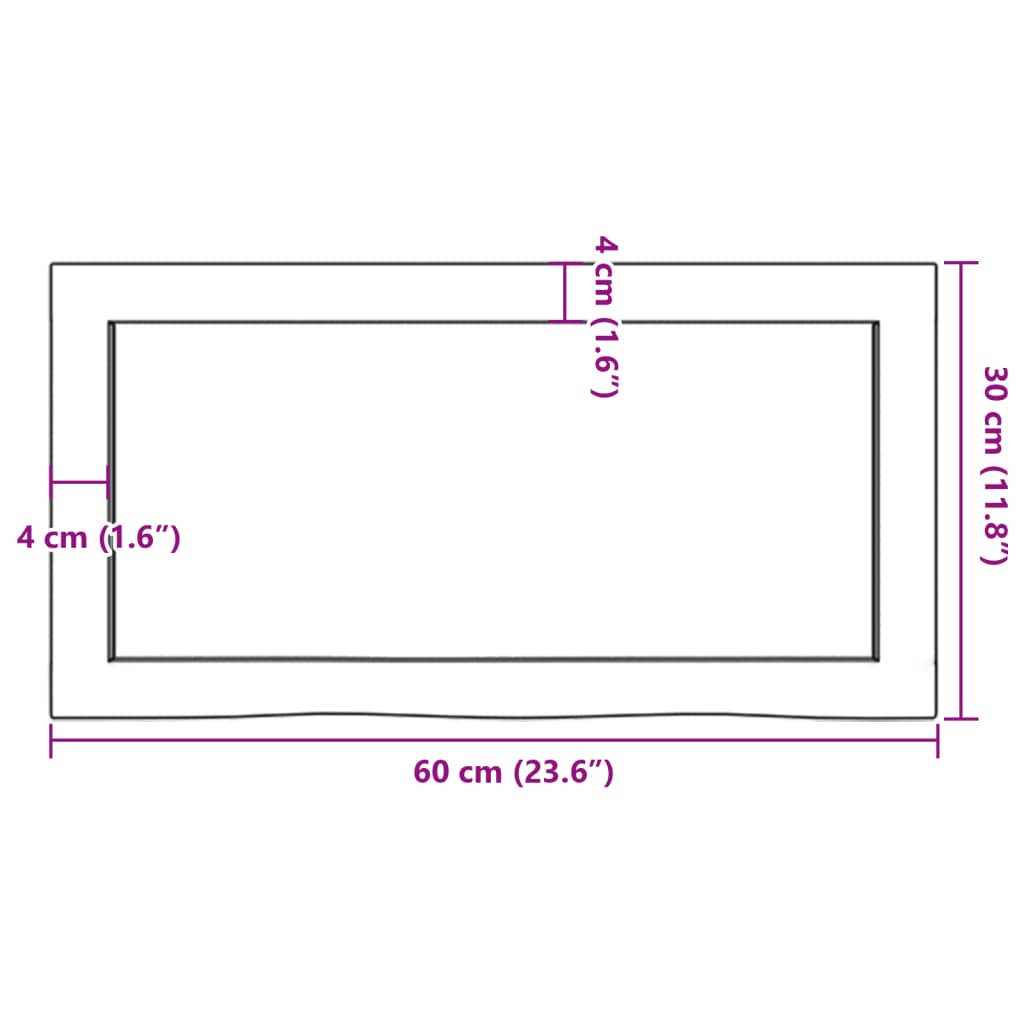 vidaXL Półka, ciemnobrązowa, 60x30x(2-4) cm, wykończone drewno dębowe