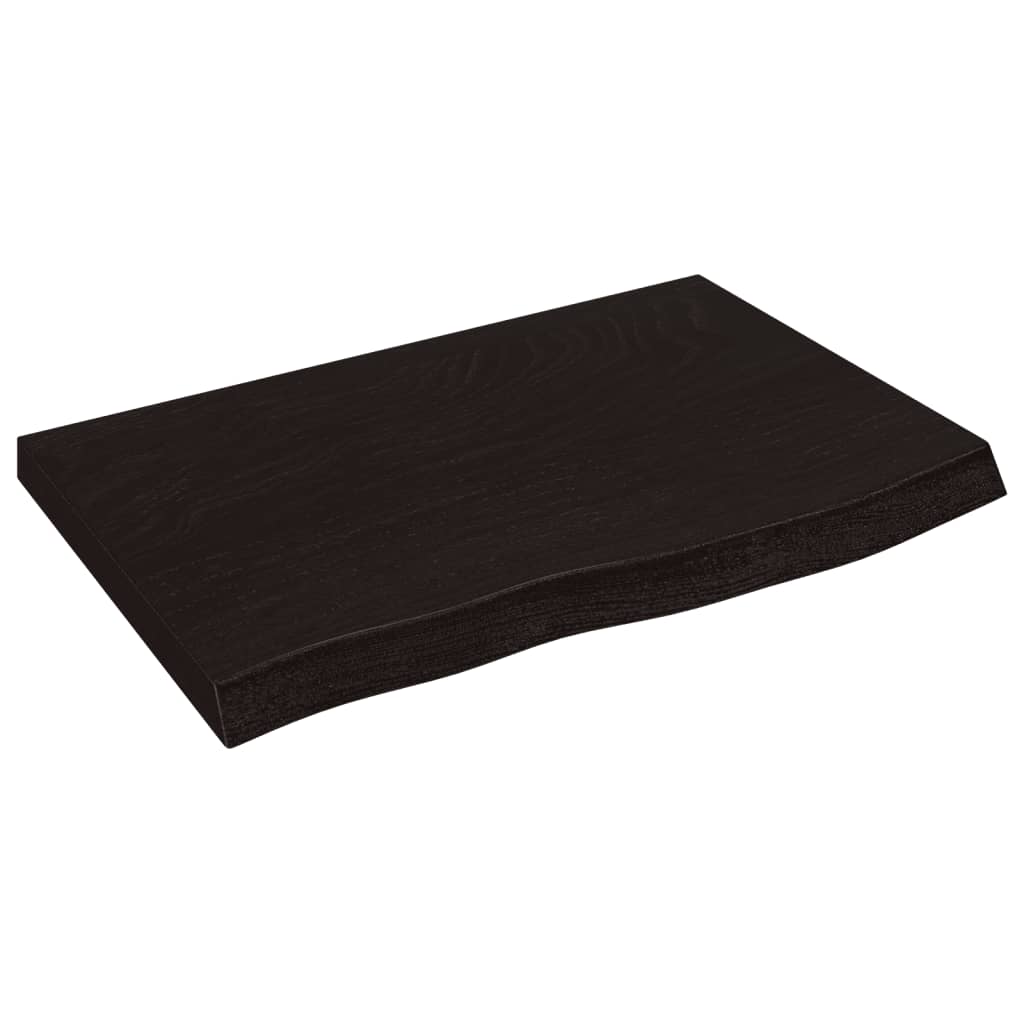 vidaXL Półka, ciemnobrązowa, 60x40x(2-4) cm, wykończone drewno dębowe