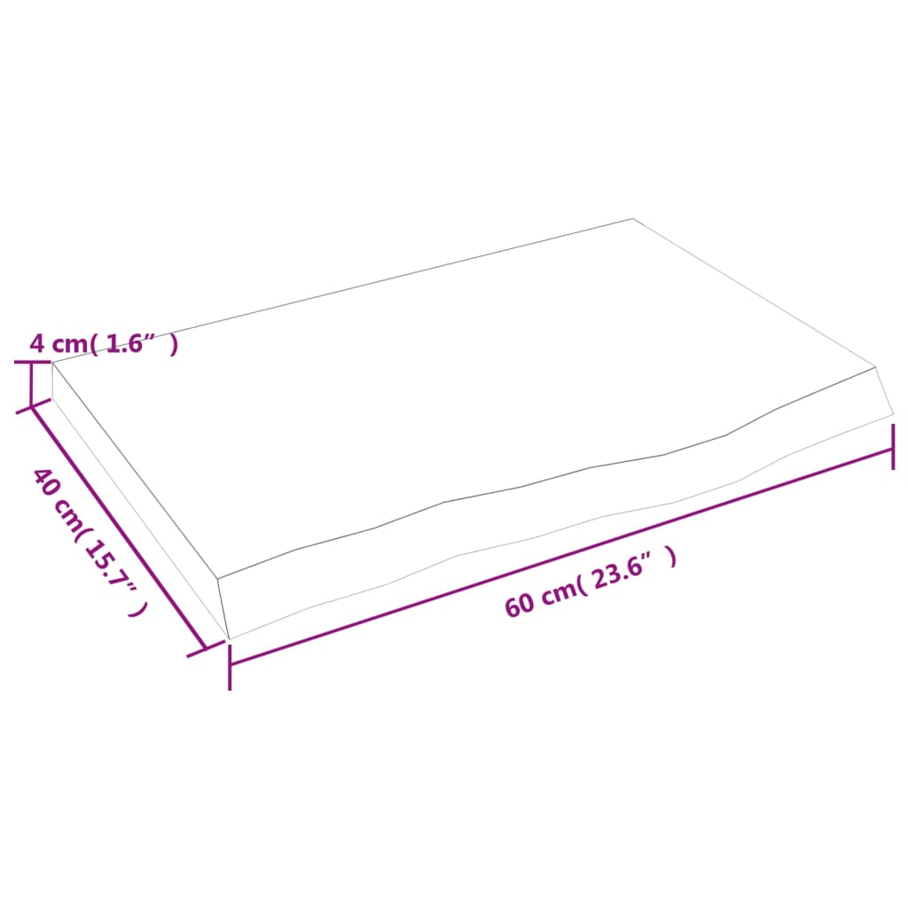 vidaXL Półka, ciemnobrązowa, 60x40x(2-4) cm, wykończone drewno dębowe