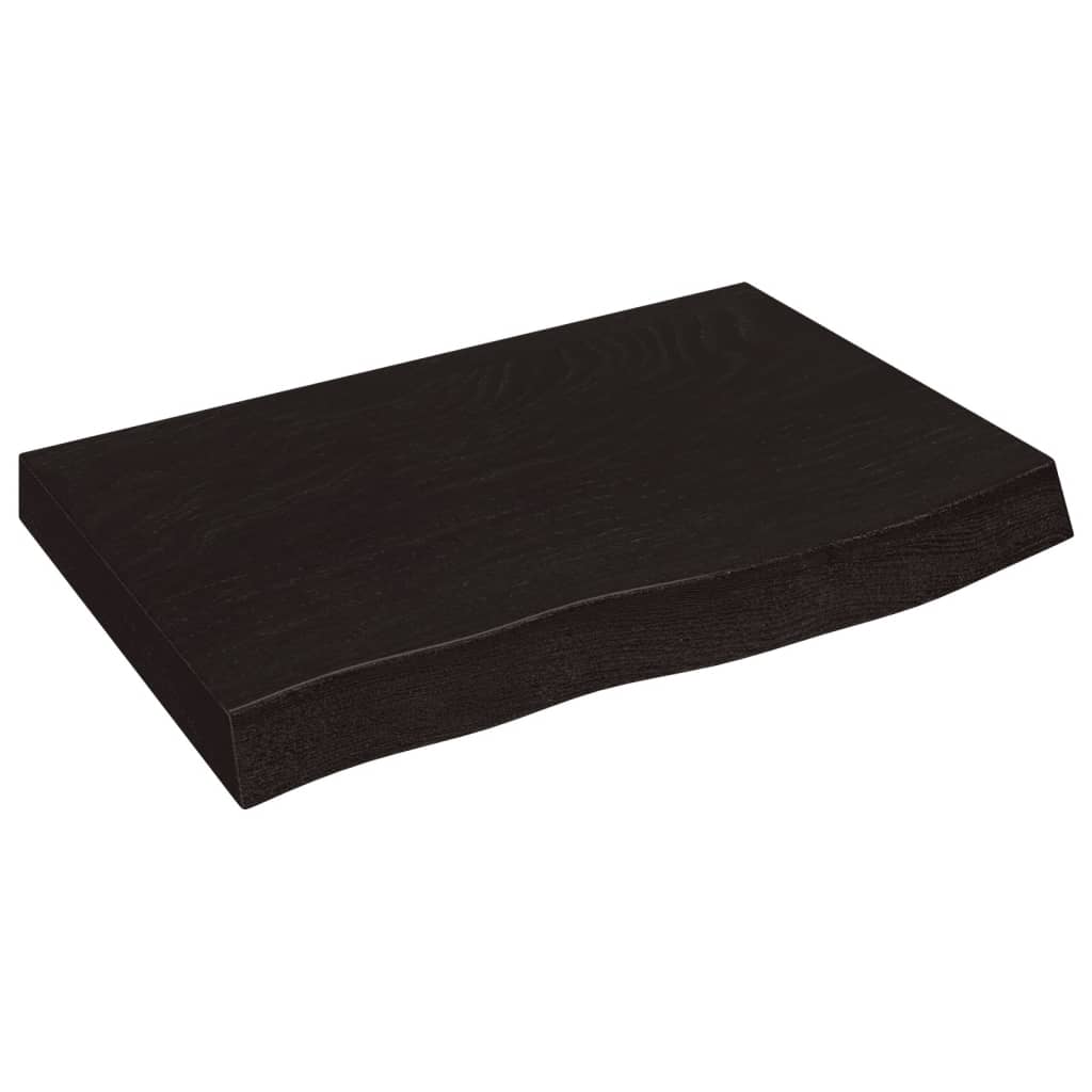 vidaXL Półka, ciemnobrązowa, 60x40x(2-6) cm, wykończone drewno dębowe