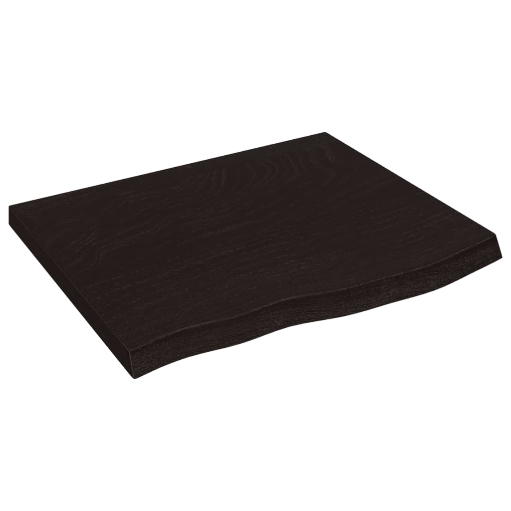 vidaXL Półka, ciemnobrązowa, 60x50x(2-4) cm, wykończone drewno dębowe