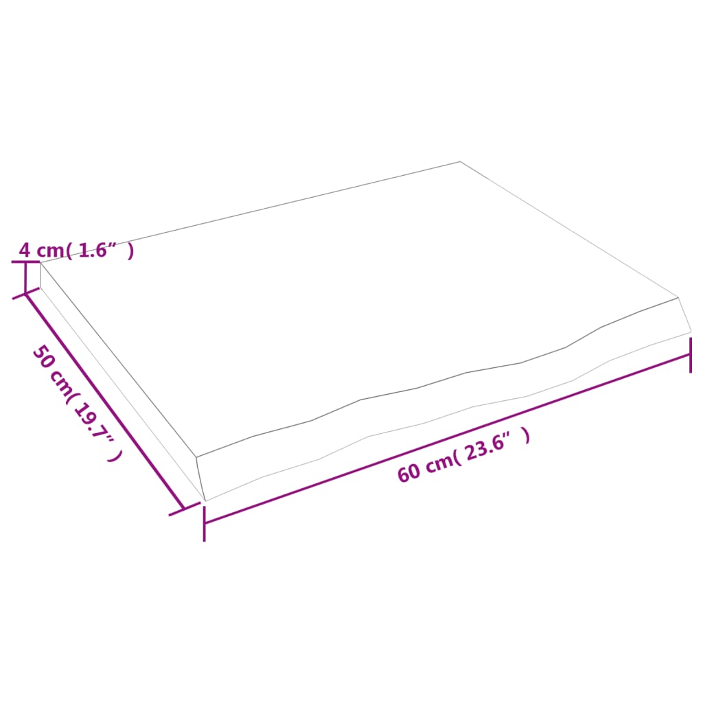 vidaXL Półka, ciemnobrązowa, 60x50x(2-4) cm, wykończone drewno dębowe