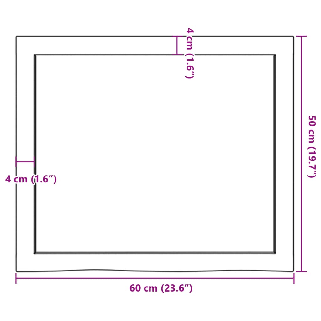 vidaXL Półka, ciemnobrązowa, 60x50x(2-4) cm, wykończone drewno dębowe