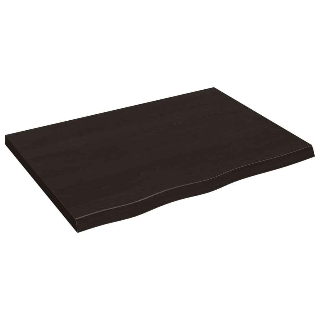 vidaXL Półka, ciemnobrązowa, 80x60x(2-4) cm, wykończone drewno dębowe