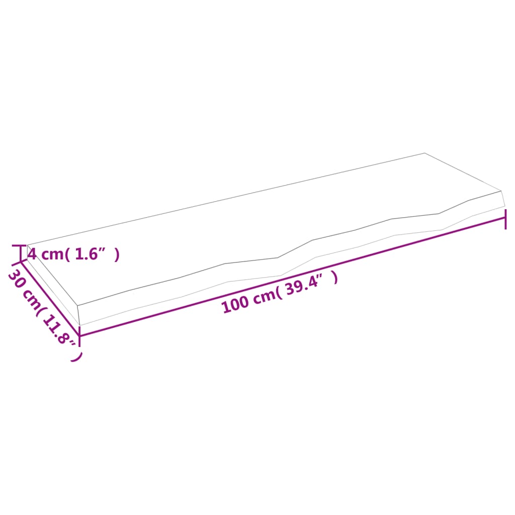 vidaXL Półka, ciemnobrązowa, 100x30x(2-4) cm, wykończone drewno dębowe