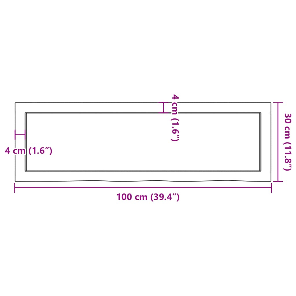 vidaXL Półka, ciemnobrązowa, 100x30x(2-4) cm, wykończone drewno dębowe