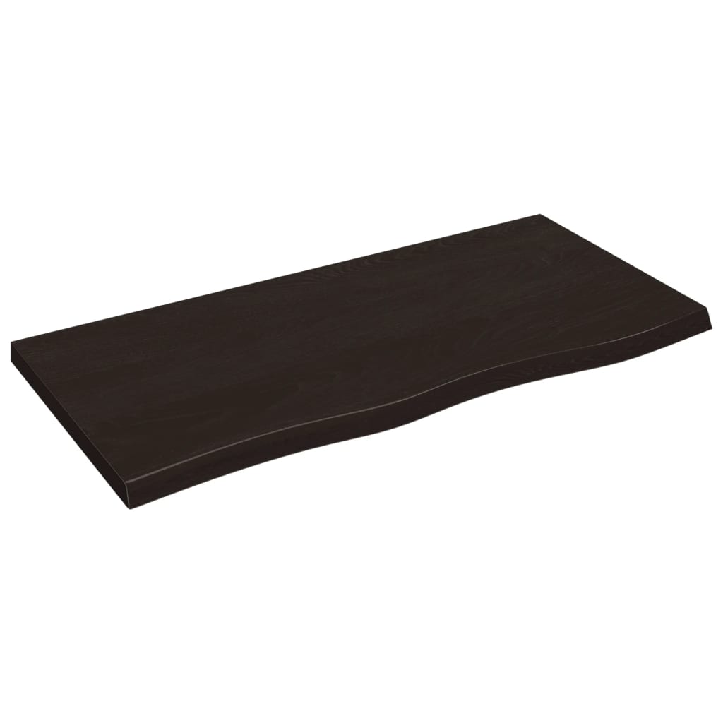 vidaXL Półka, ciemnobrązowa, 100x50x(2-4) cm, wykończone drewno dębowe