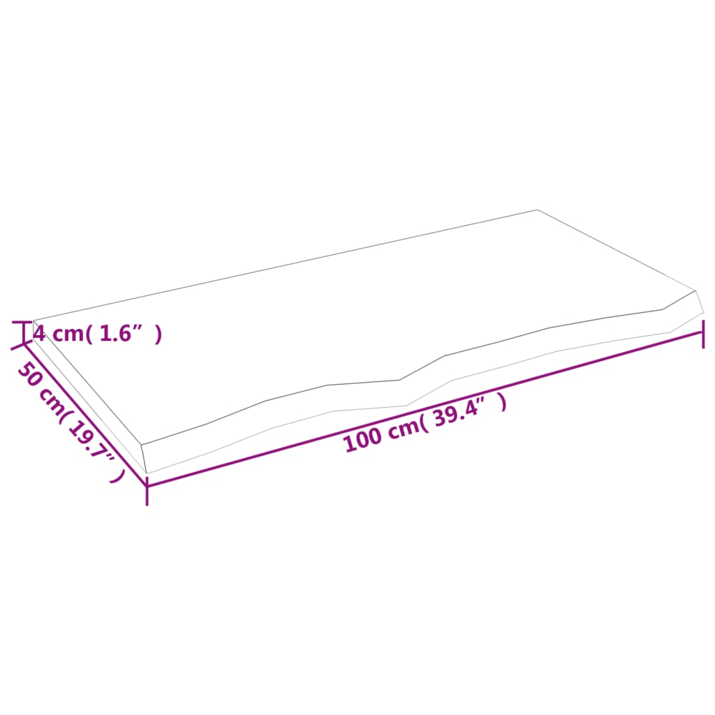 vidaXL Półka, ciemnobrązowa, 100x50x(2-4) cm, wykończone drewno dębowe