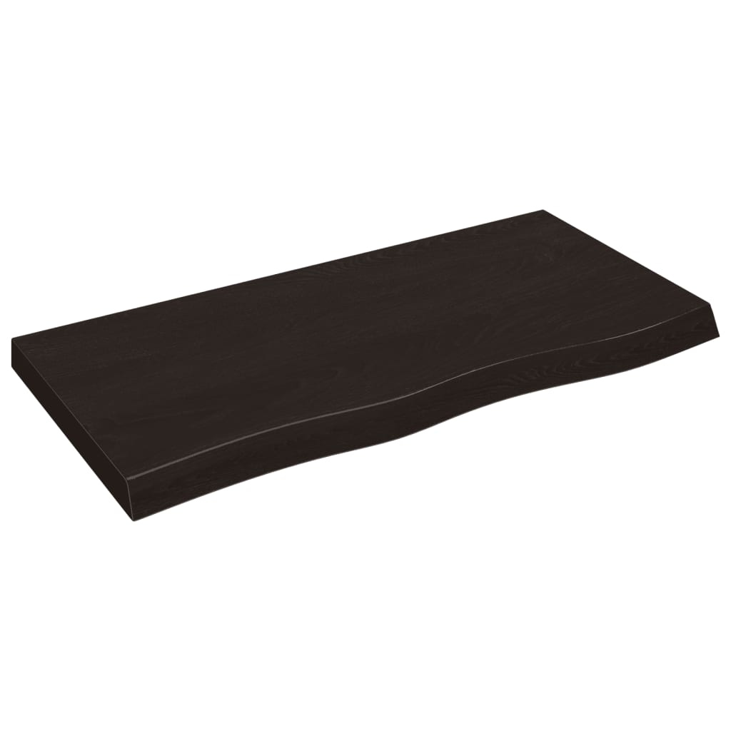 vidaXL Półka, ciemnobrązowa, 100x50x(2-6) cm, wykończone drewno dębowe