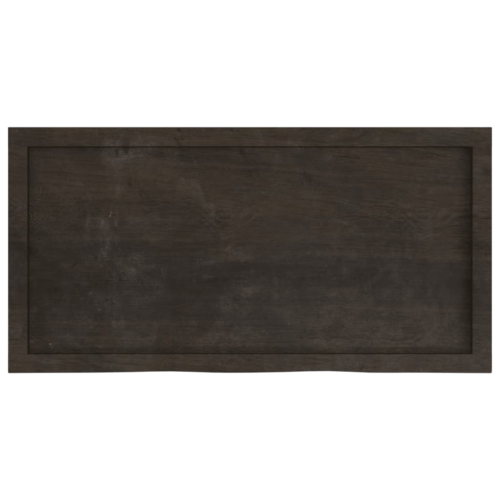 vidaXL Półka, ciemnobrązowa, 100x50x(2-6) cm, wykończone drewno dębowe