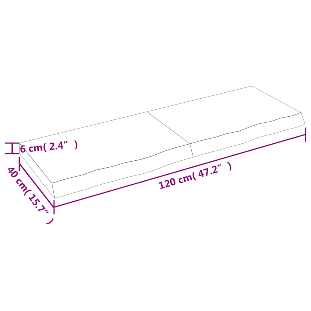 vidaXL Półka, ciemnobrązowa, 120x40x(2-6) cm, wykończone drewno dębowe