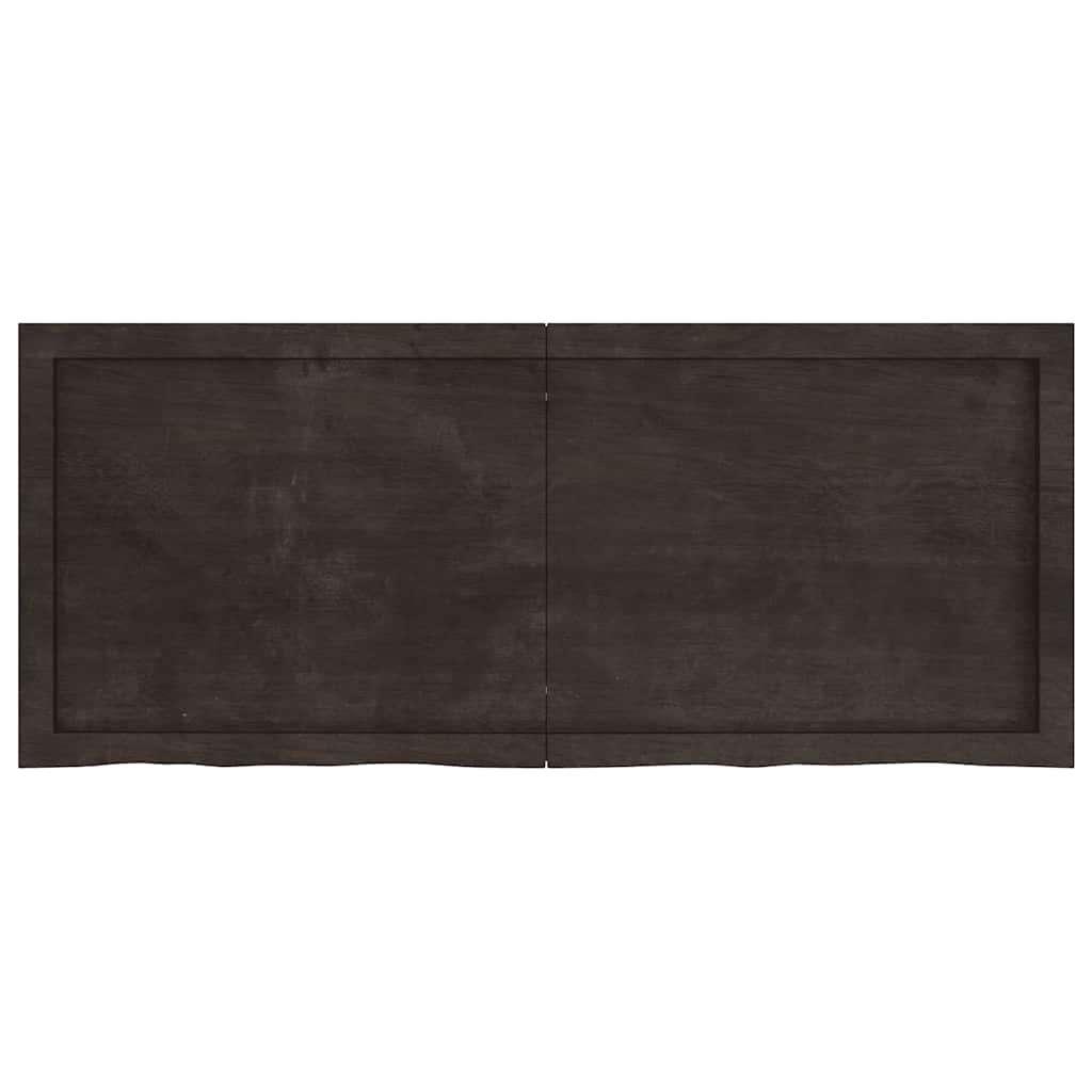 vidaXL Półka, ciemnobrązowa, 120x50x(2-4) cm, wykończone drewno dębowe