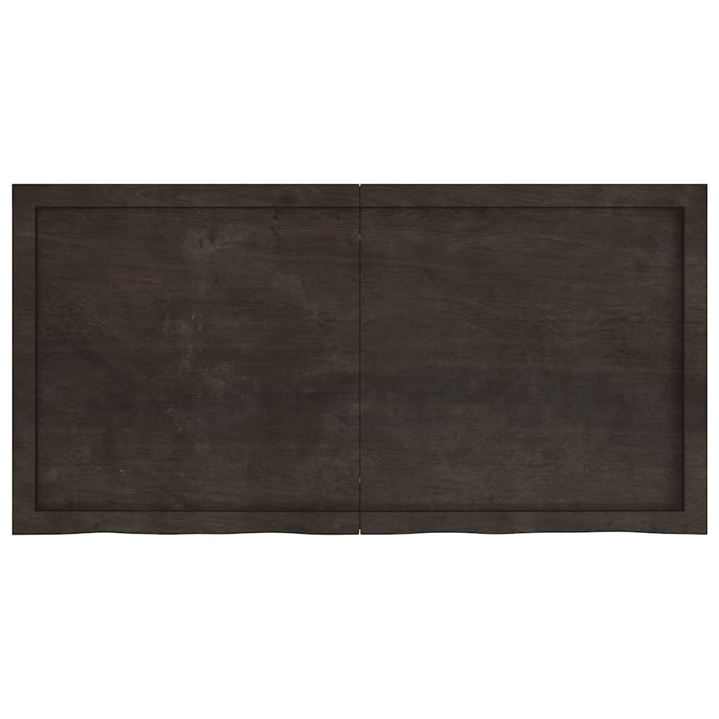 vidaXL Półka, ciemnobrązowa, 120x60x(2-4) cm, wykończone drewno dębowe