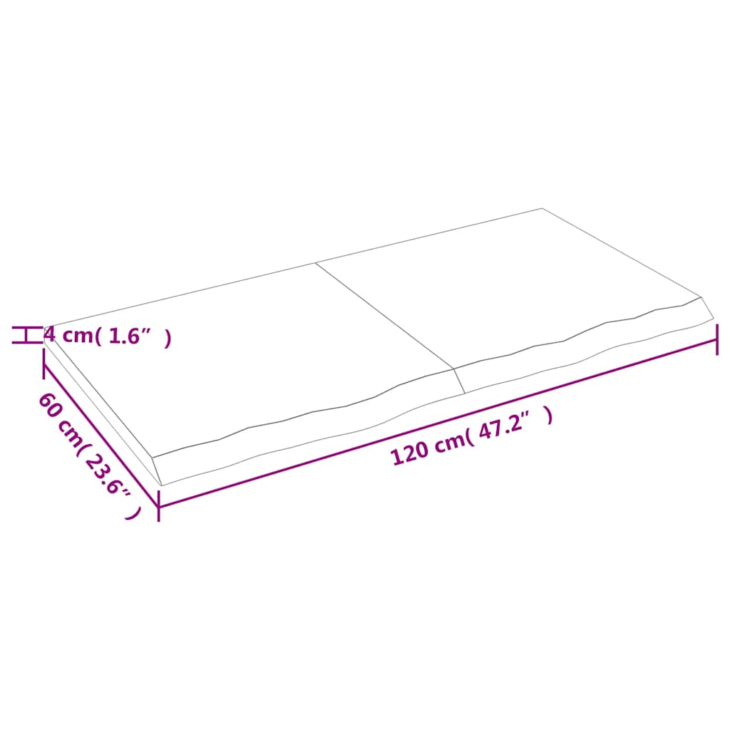 vidaXL Półka, ciemnobrązowa, 120x60x(2-4) cm, wykończone drewno dębowe