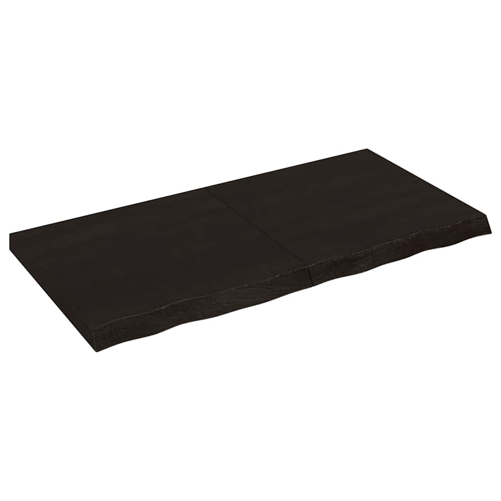vidaXL Półka, ciemnobrązowa, 120x60x(2-6) cm, wykończone drewno dębowe