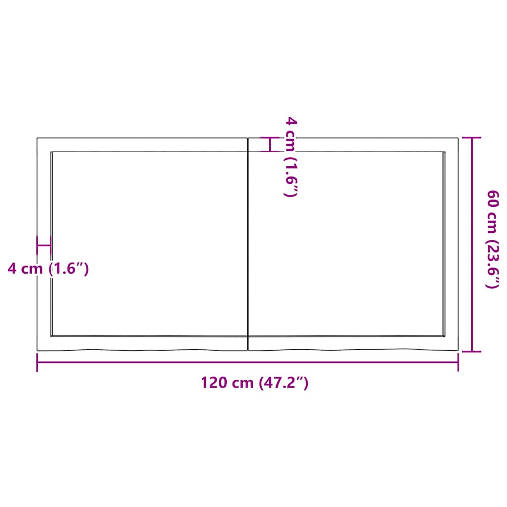 vidaXL Półka, ciemnobrązowa, 120x60x(2-6) cm, wykończone drewno dębowe