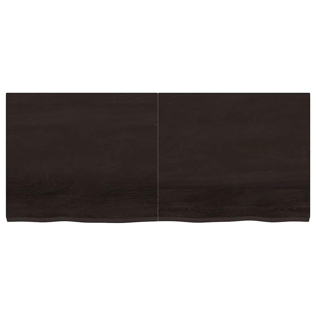 vidaXL Półka, ciemnobrązowa, 140x60x(2-4) cm, wykończone drewno dębowe