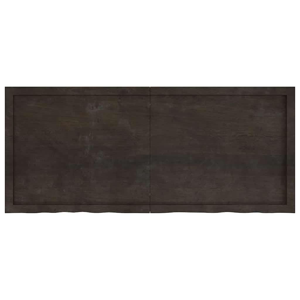 vidaXL Półka, ciemnobrązowa, 140x60x(2-6) cm, wykończone drewno dębowe