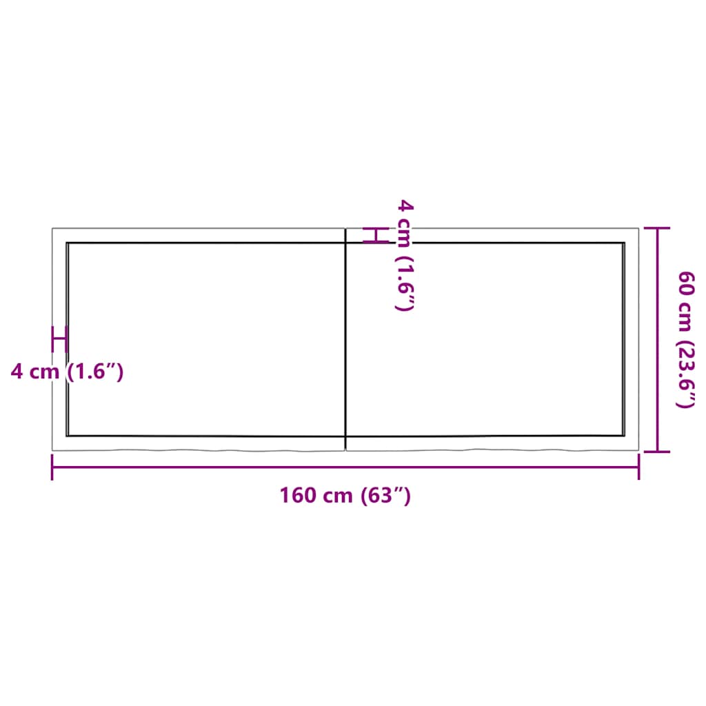 vidaXL Półka, ciemnobrązowa, 160x60x(2-6) cm, wykończone drewno dębowe