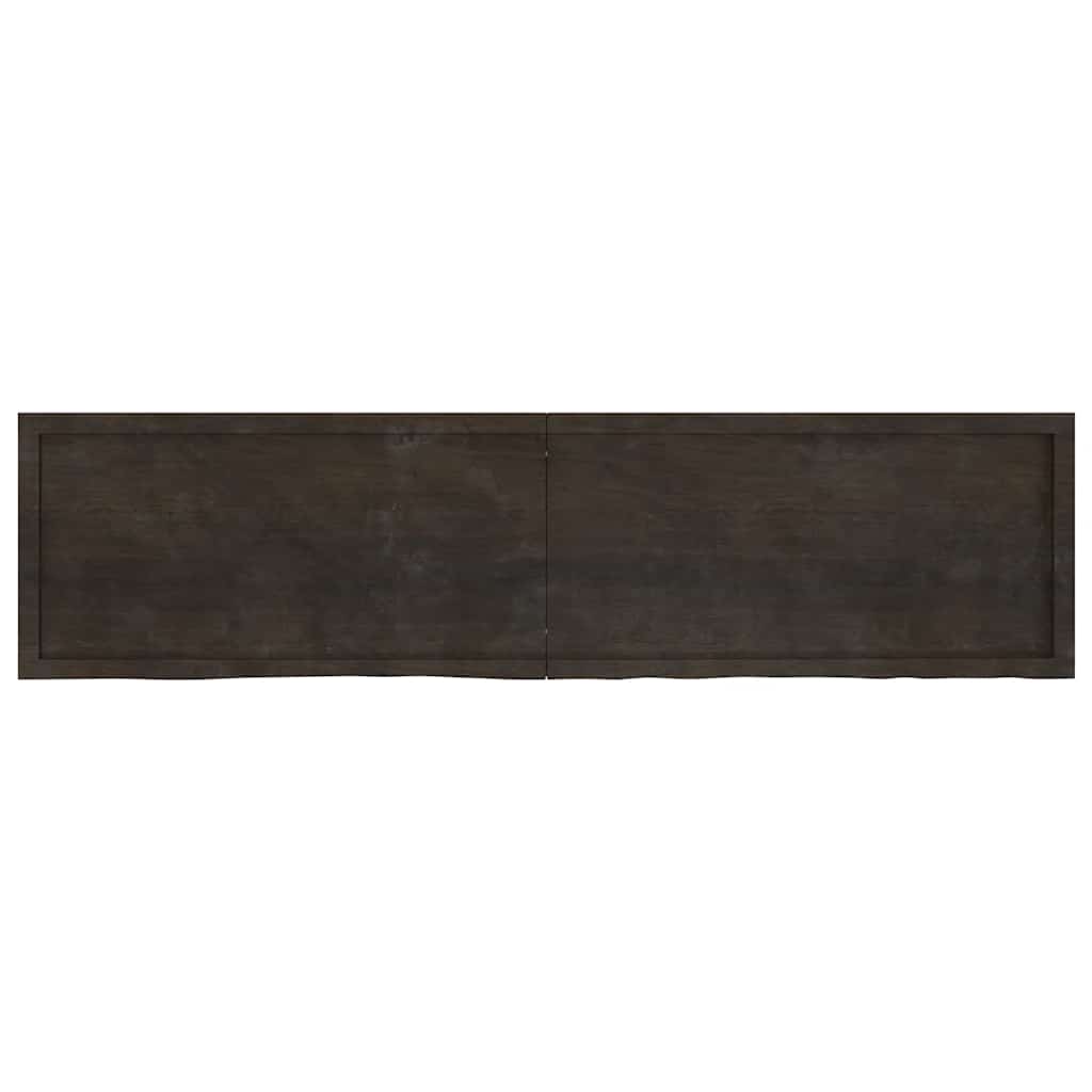 vidaXL Półka, ciemnobrązowa, 200x50x(2-4) cm, wykończone drewno dębowe