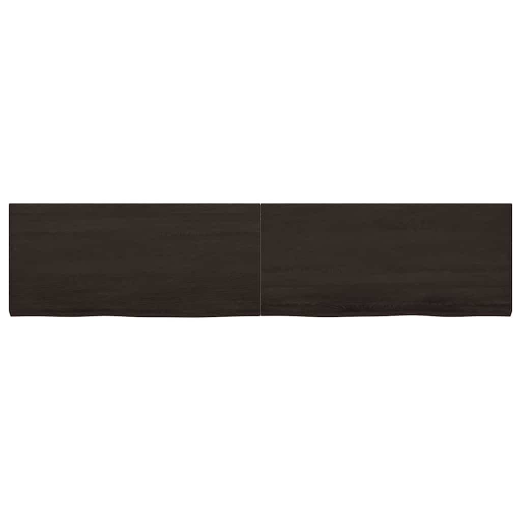 vidaXL Półka, ciemnobrązowa, 220x50x(2-4) cm, wykończone drewno dębowe