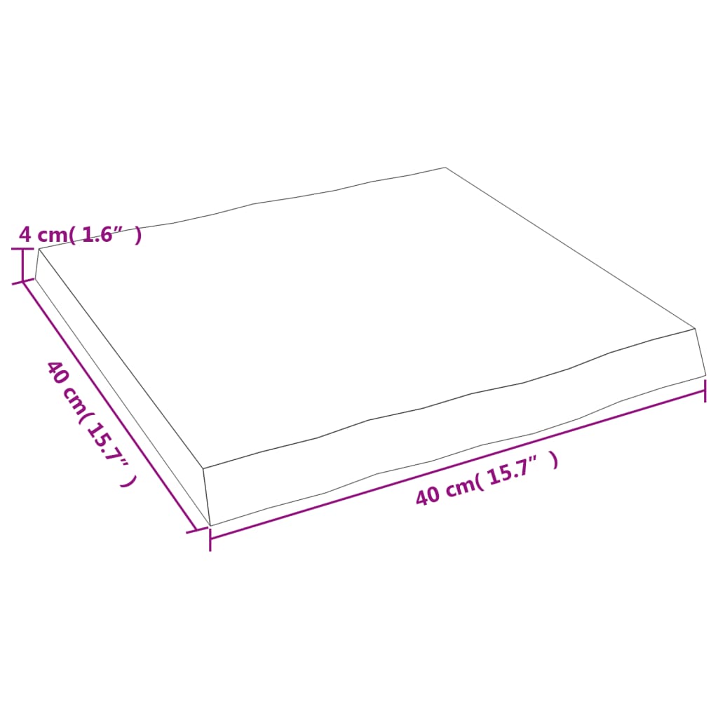 vidaXL Blat stołu, 40x40x(2-4)cm, surowy, lity dąb naturalną krawędzią