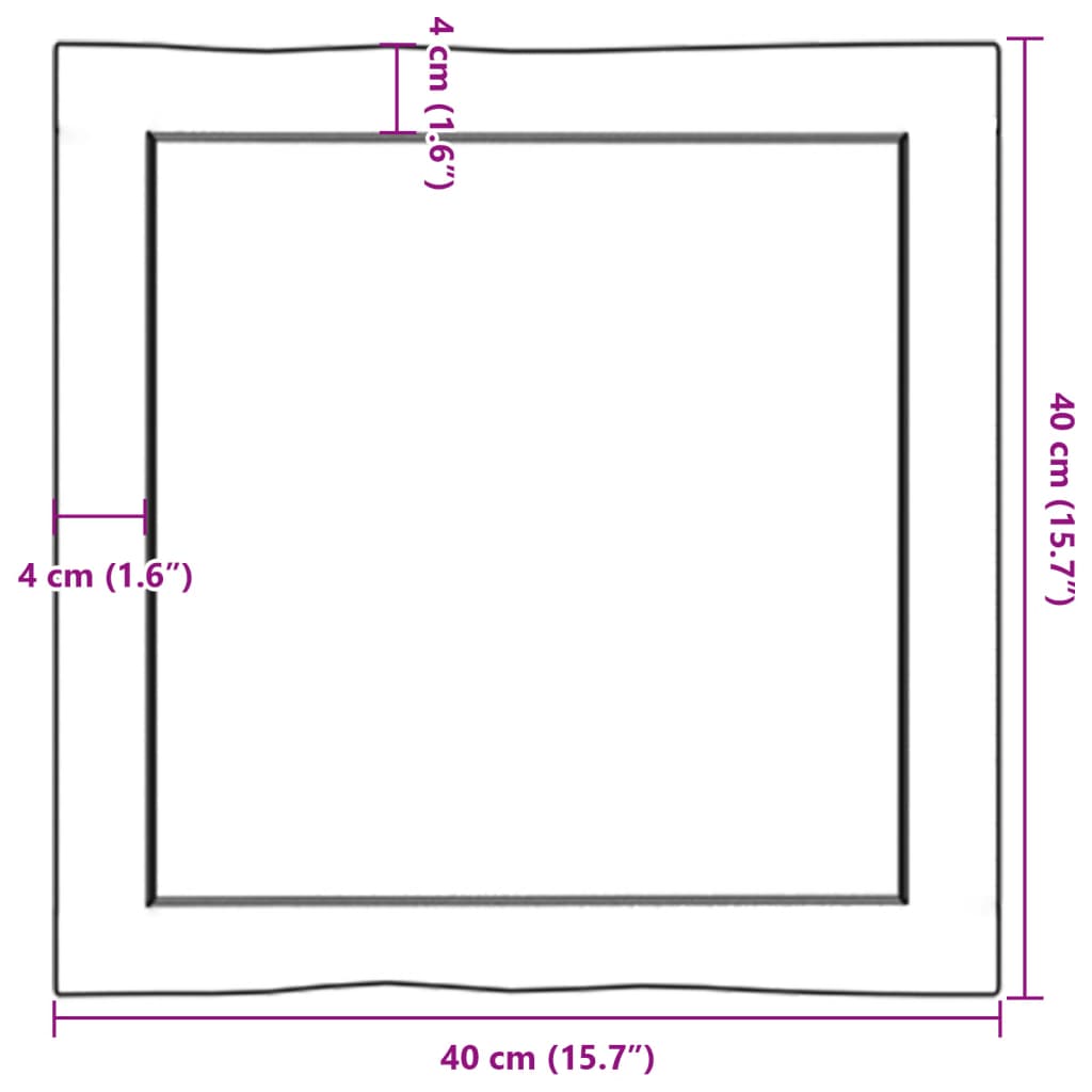 vidaXL Blat stołu, 40x40x(2-4)cm, surowy, lity dąb naturalną krawędzią