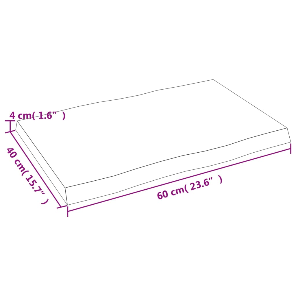 vidaXL Blat stołu, 60x40x(2-4)cm, surowy, lity dąb naturalną krawędzią
