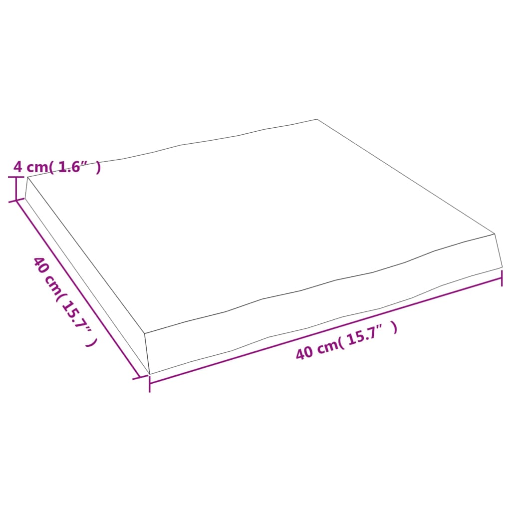 vidaXL Blat jasnobrązowy 40x40x(2-4) cm, drewno z naturalną krawędzią