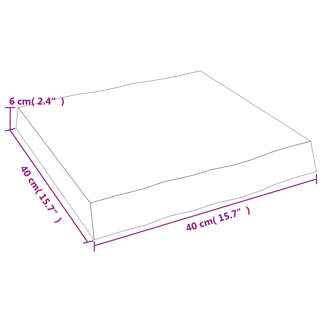 vidaXL Blat, jasnobrązowy 40x40x(2-6) cm drewno z naturalną krawędzią