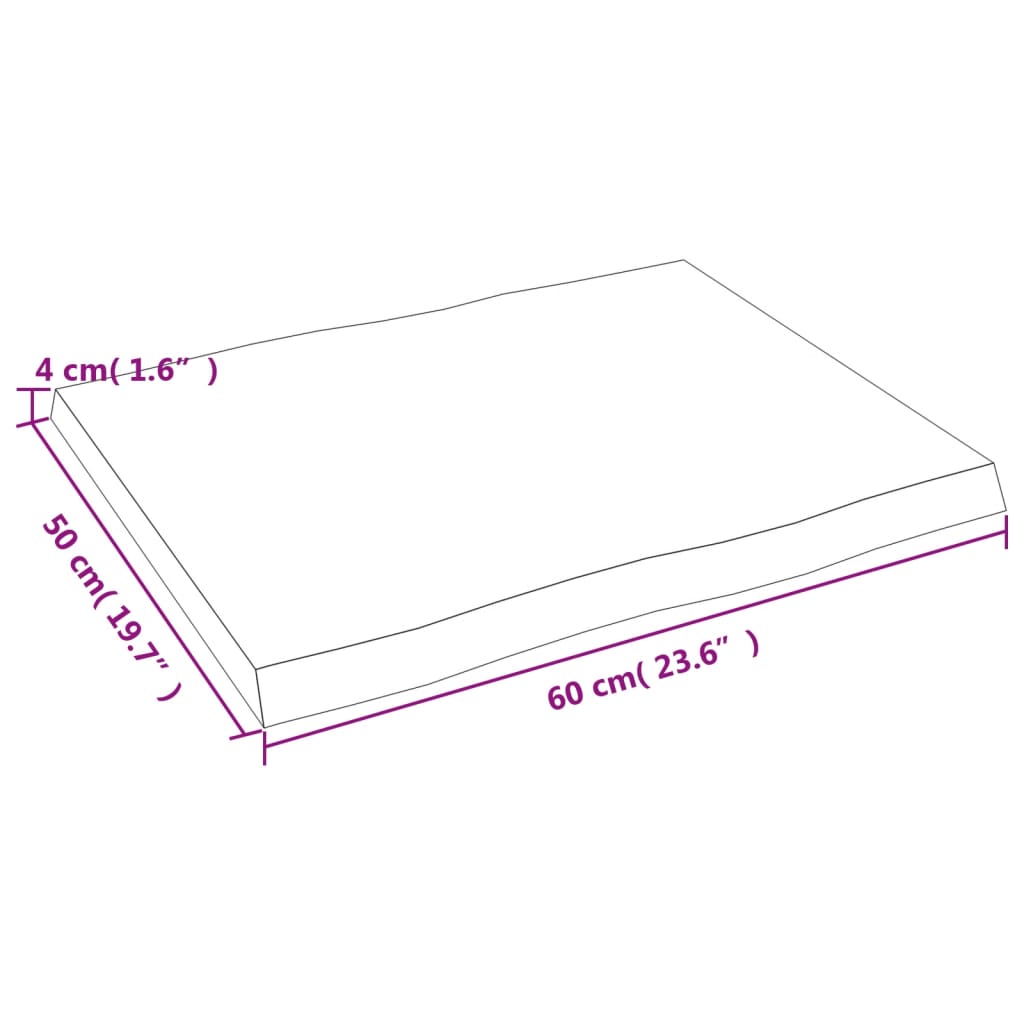 vidaXL Blat, jasnobrązowy 60x50x(2-4)cm drewno z naturalną krawędzią