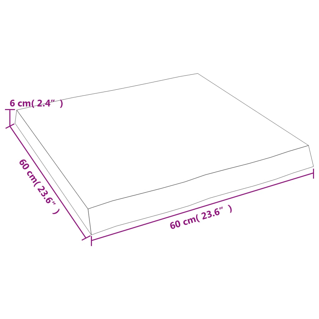 vidaXL Blat, jasnobrązowy 60x60x(2-6) cm drewno z naturalną krawędzią