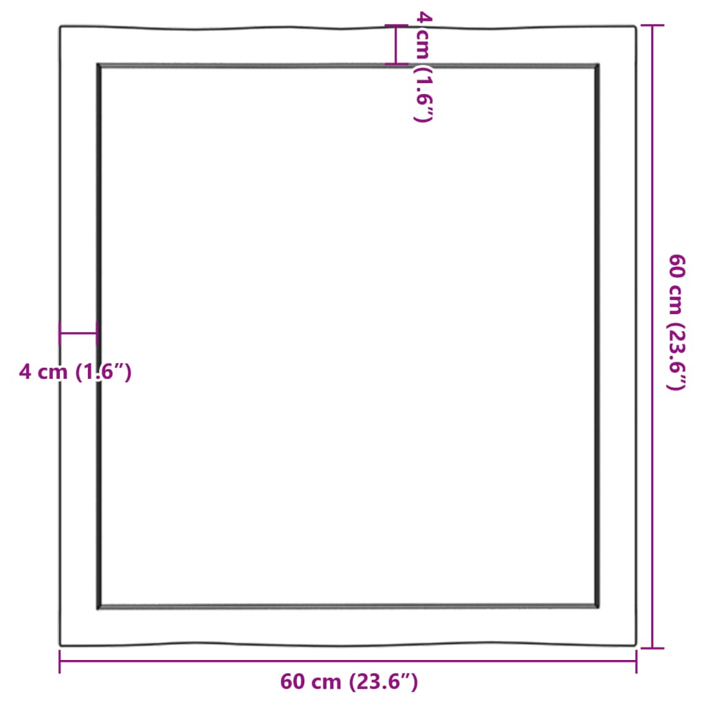 vidaXL Blat, jasnobrązowy 60x60x(2-6) cm drewno z naturalną krawędzią