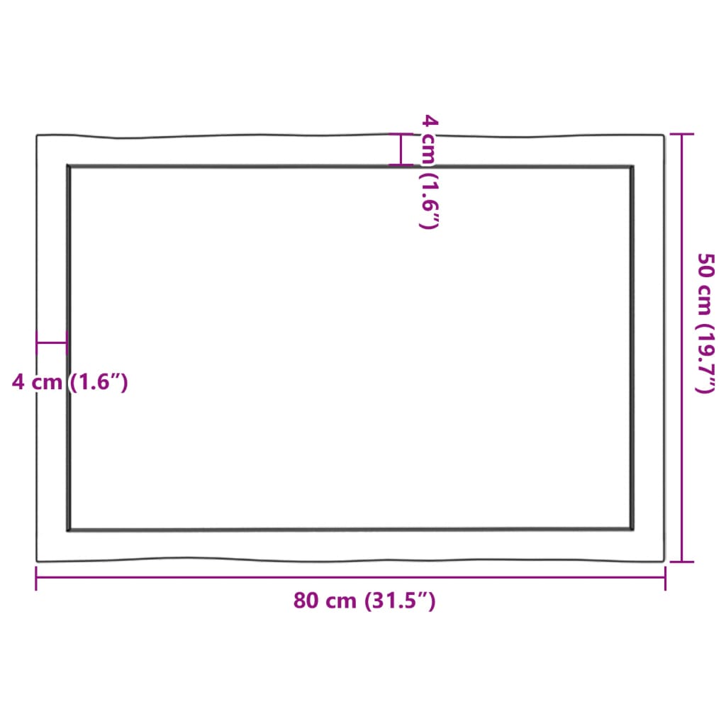 vidaXL Blat, jasnobrązowy 80x50x(2-6) cm drewno z naturalną krawędzią