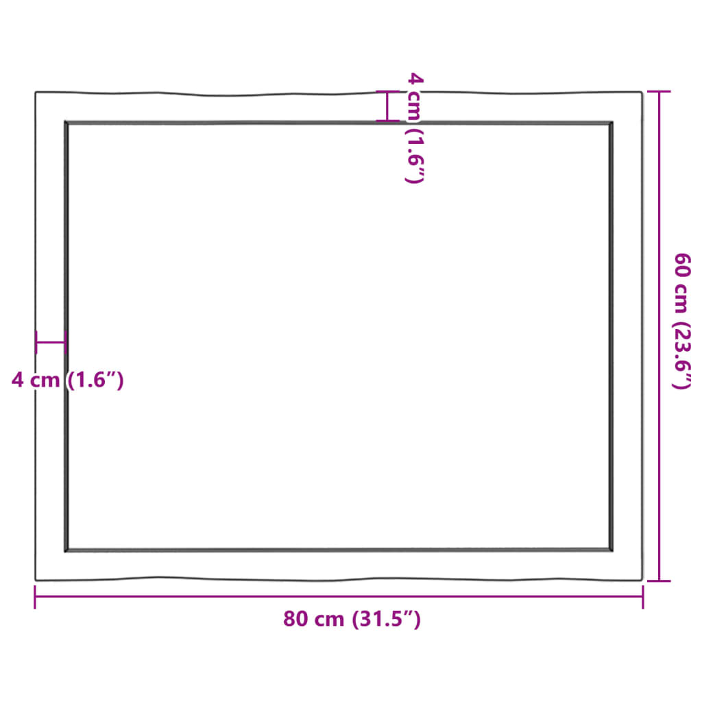 vidaXL Blat, jasnobrązowy 80x60x(2-4) cm drewno z naturalną krawędzią