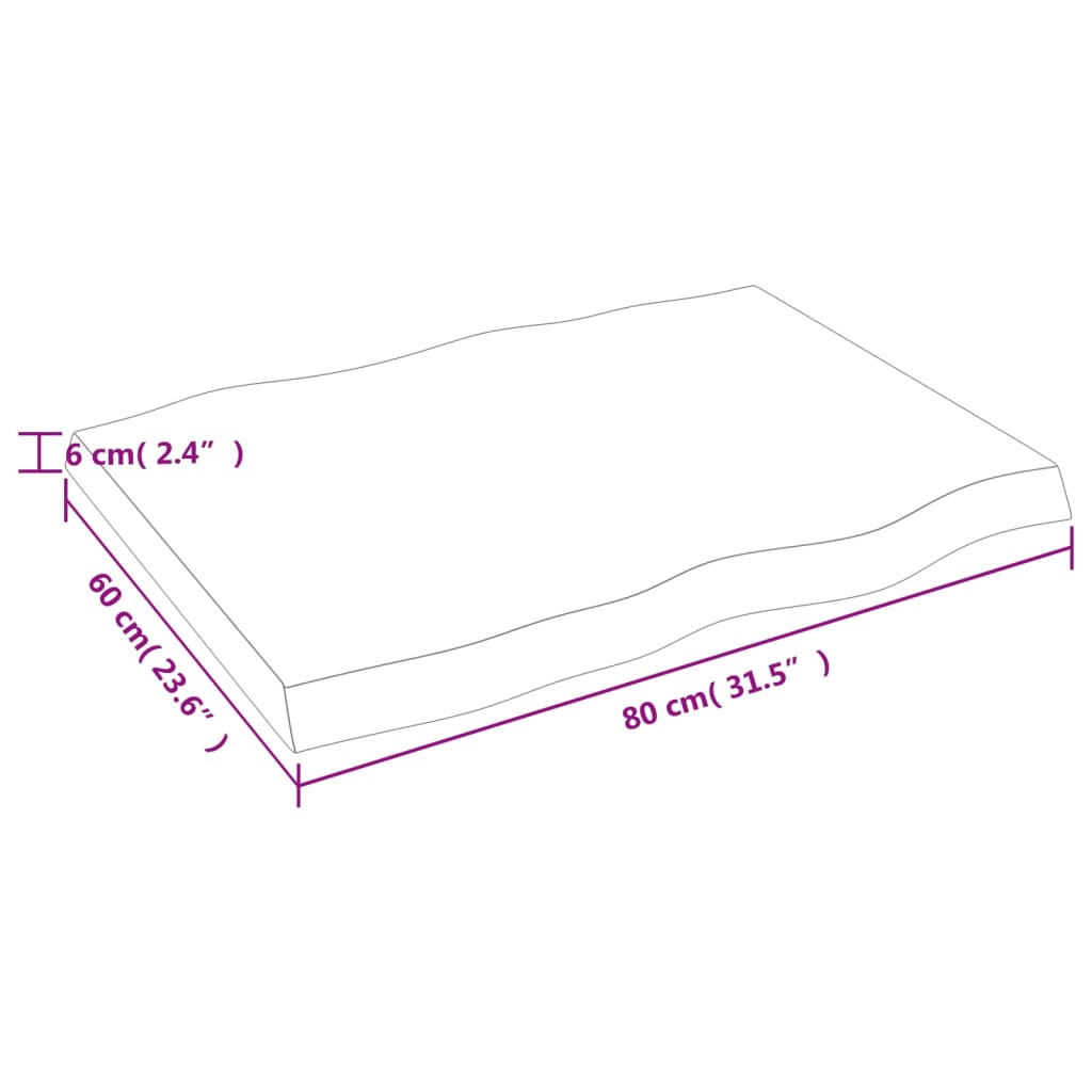 vidaXL Blat, jasnobrązowy 80x60x(2-6) cm drewno z naturalną krawędzią