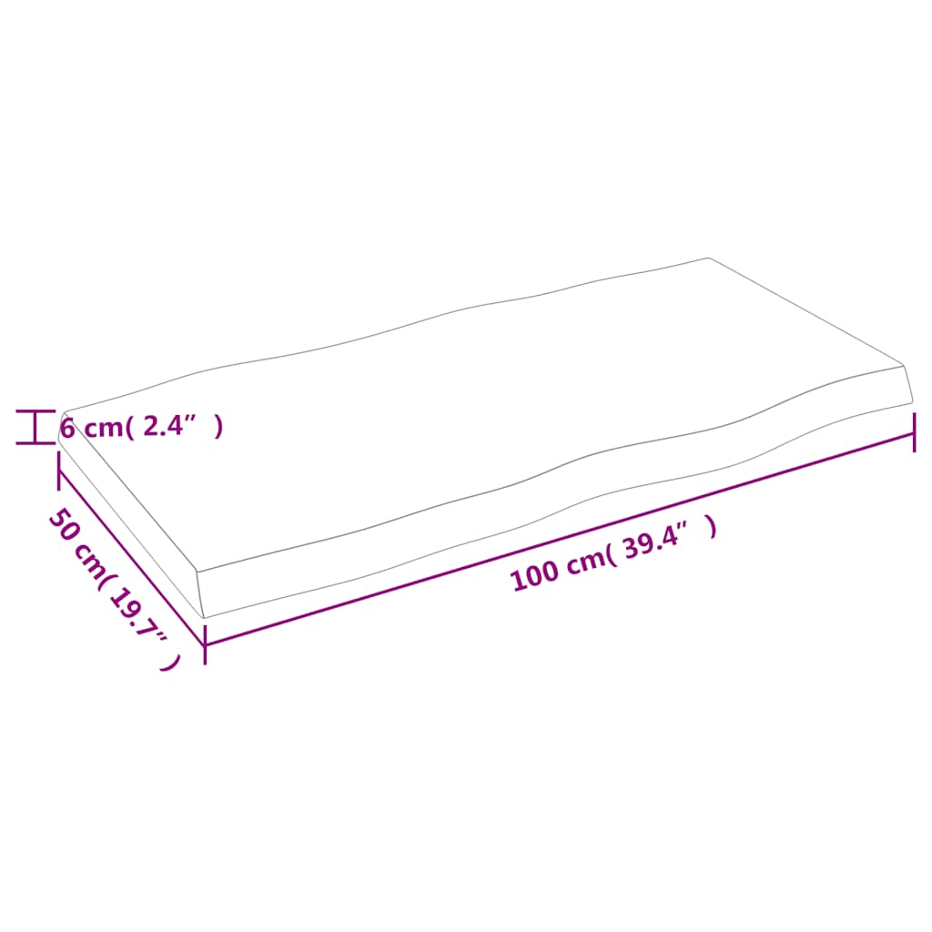 vidaXL Blat, jasnobrązowy 100x50x(2-6)cm drewno z naturalną krawędzią