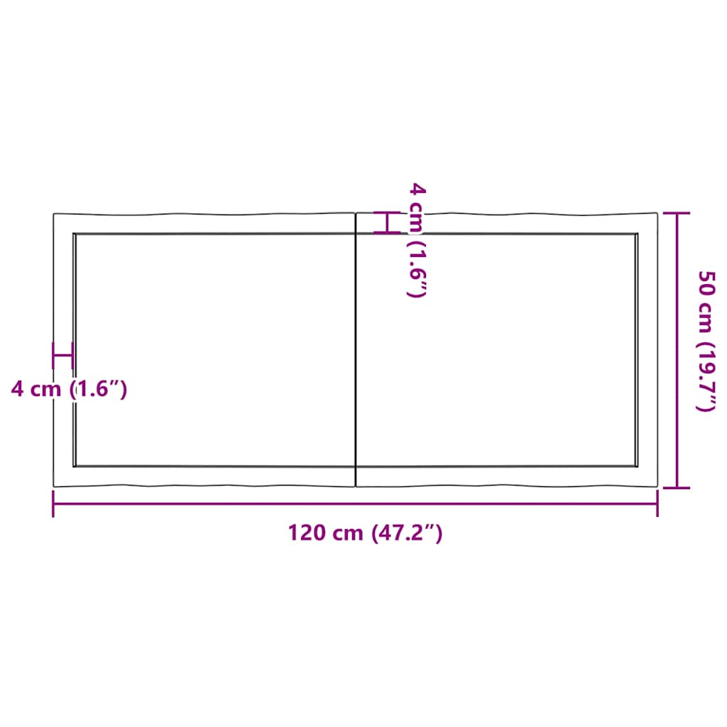 vidaXL Blat jasnobrązowy 120x50x(2-6) cm drewno z naturalną krawędzią