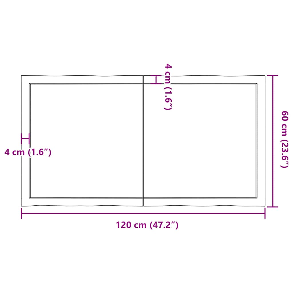 vidaXL Blat, jasnobrązowy 120x60x(2-4)cm drewno z naturalną krawędzią