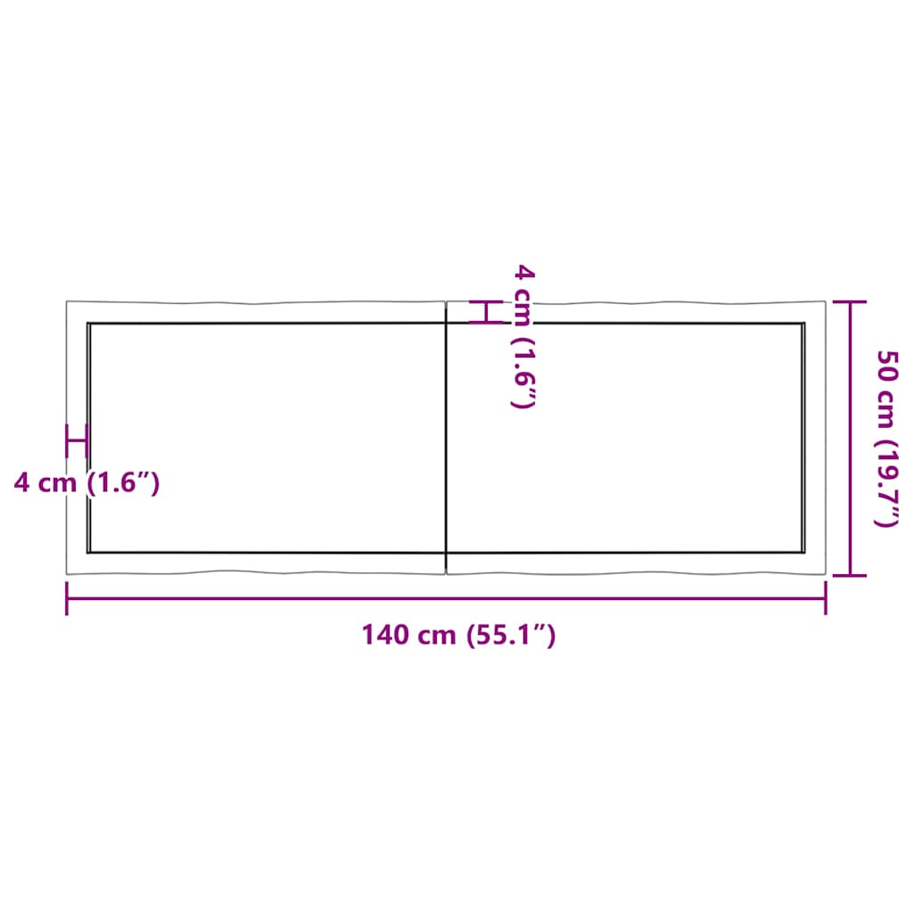 vidaXL Blat, jasnobrązowy 140x50x(2-6) cm drewno z naturalną krawędzią